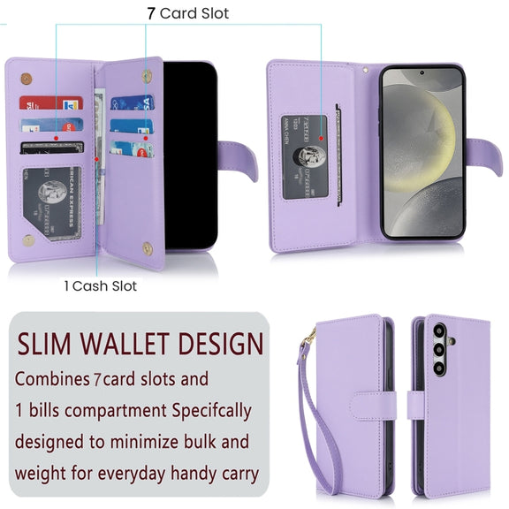 For Samsung Galaxy S24+ / S25+ 5G Multi-Card Wallet RFID Leather Phone Case(Light Purple)