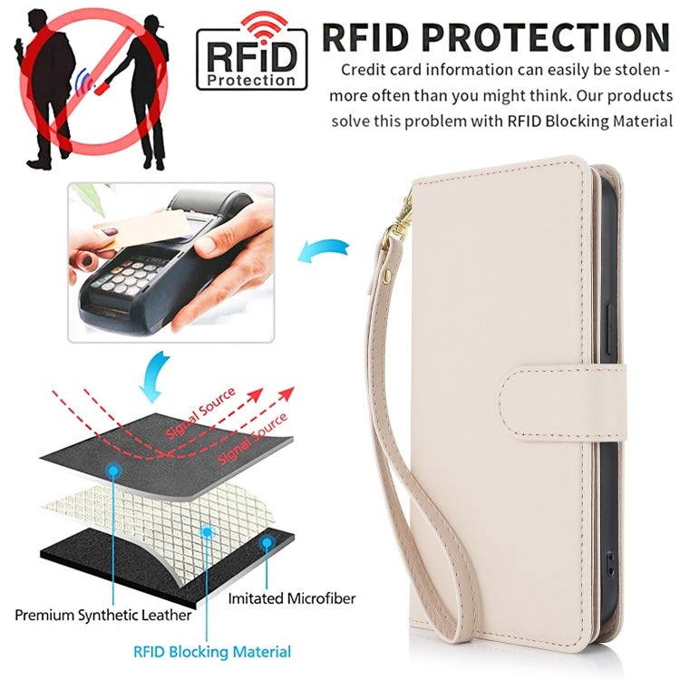 For Samsung Galaxy S24+ / S25+ 5G Multi-Card Wallet RFID Leather Phone Case(Apricot)
