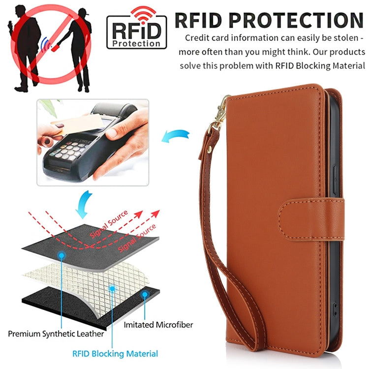 For Samsung Galaxy S24+ / S25+ 5G Multi-Card Wallet RFID Leather Phone Case(Brown)