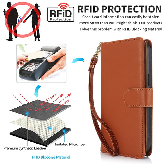 For Samsung Galaxy S24+ / S25+ 5G Multi-Card Wallet RFID Leather Phone Case(Brown)