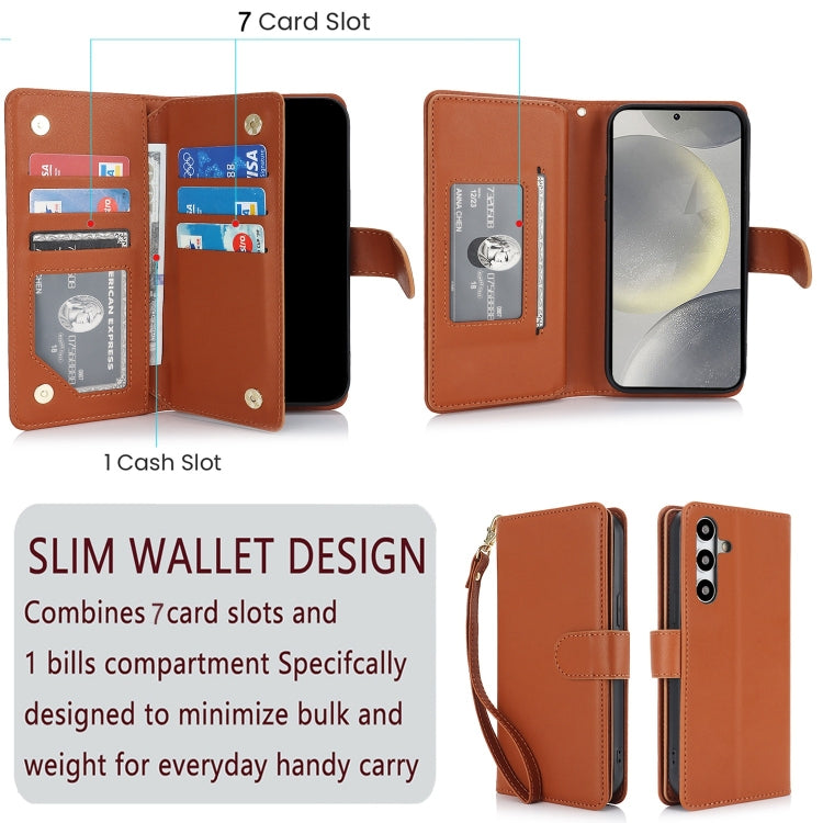 For Samsung Galaxy S24+ / S25+ 5G Multi-Card Wallet RFID Leather Phone Case(Brown)