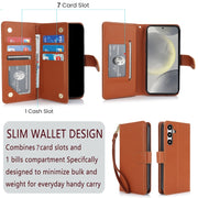 For Samsung Galaxy S24+ / S25+ 5G Multi-Card Wallet RFID Leather Phone Case(Brown)