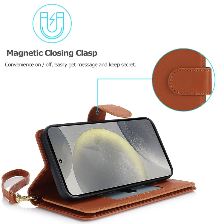 For Samsung Galaxy S24+ / S25+ 5G Multi-Card Wallet RFID Leather Phone Case(Brown)