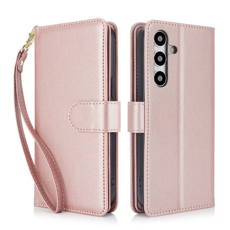 For Samsung Galaxy S24 / S25 5G Multi-Card Wallet RFID Leather Phone Case(Rose Gold)