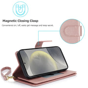 For Samsung Galaxy S24 / S25 5G Multi-Card Wallet RFID Leather Phone Case(Rose Gold)
