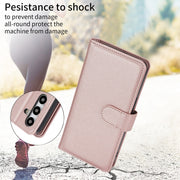 For Samsung Galaxy S24 / S25 5G Multi-Card Wallet RFID Leather Phone Case(Rose Gold)