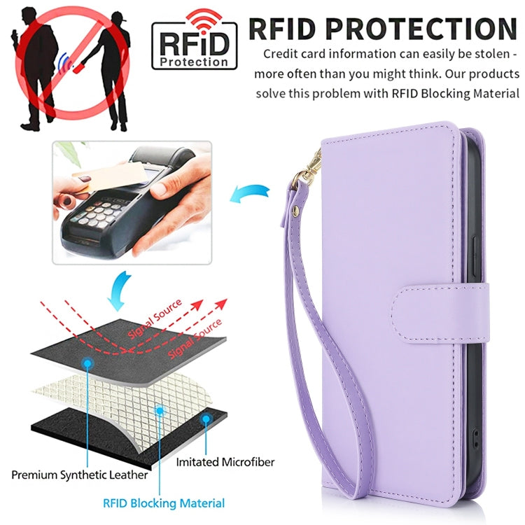For Samsung Galaxy S24 / S25 5G Multi-Card Wallet RFID Leather Phone Case(Light Purple)