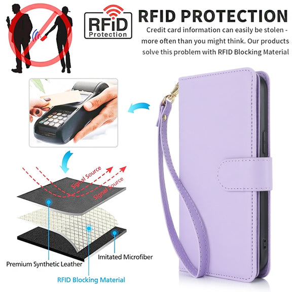 For Samsung Galaxy S24 / S25 5G Multi-Card Wallet RFID Leather Phone Case(Light Purple)