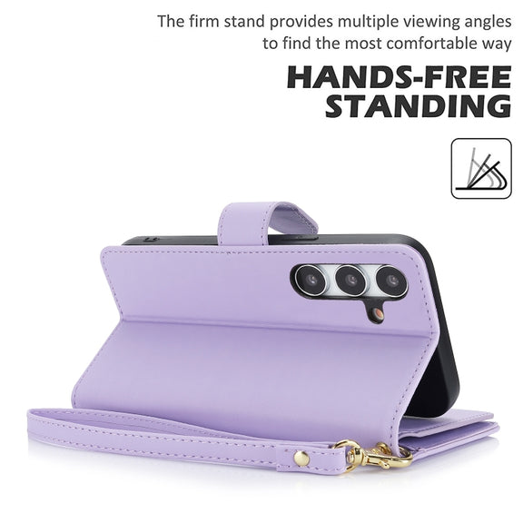 For Samsung Galaxy S24 / S25 5G Multi-Card Wallet RFID Leather Phone Case(Light Purple)
