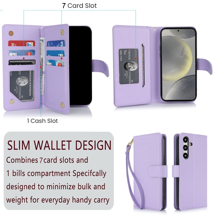 For Samsung Galaxy S24 / S25 5G Multi-Card Wallet RFID Leather Phone Case(Light Purple)