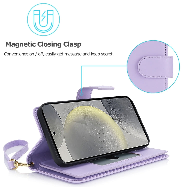 For Samsung Galaxy S24 / S25 5G Multi-Card Wallet RFID Leather Phone Case(Light Purple)