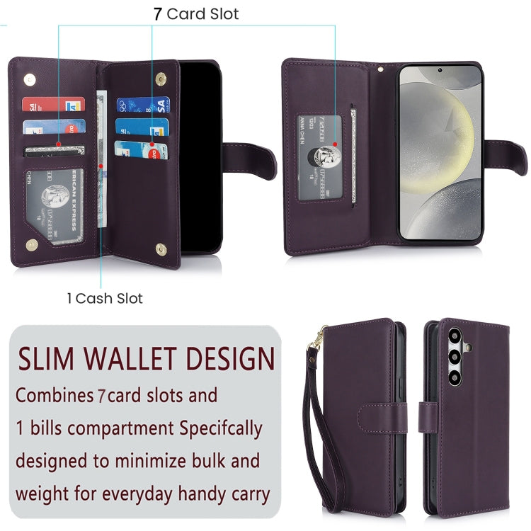 For Samsung Galaxy S24 / S25 5G Multi-Card Wallet RFID Leather Phone Case(Dark Purple)