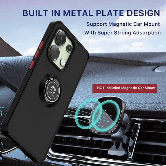 For Xiaomi Redmi Note 13 4G Q Shadow 1 Series TPU + PC Phone Case with Ring(Black+Black)