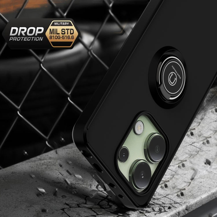 For Xiaomi Redmi Note 13 4G Q Shadow 1 Series TPU + PC Phone Case with Ring(Black+Black)