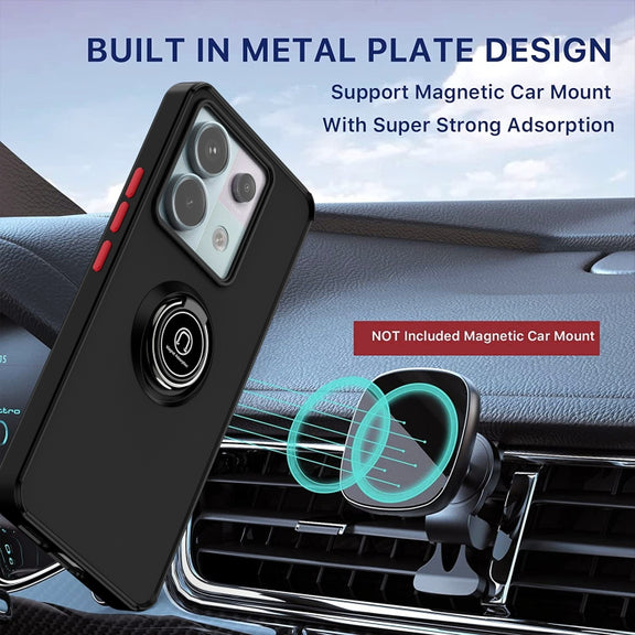 For Xiaomi Redmi Note 13 Pro 5G Q Shadow 1 Series TPU + PC Phone Case with Ring(Black+Black)