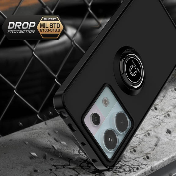 For Xiaomi Redmi Note 13 Pro 5G Q Shadow 1 Series TPU + PC Phone Case with Ring(Black+Black)