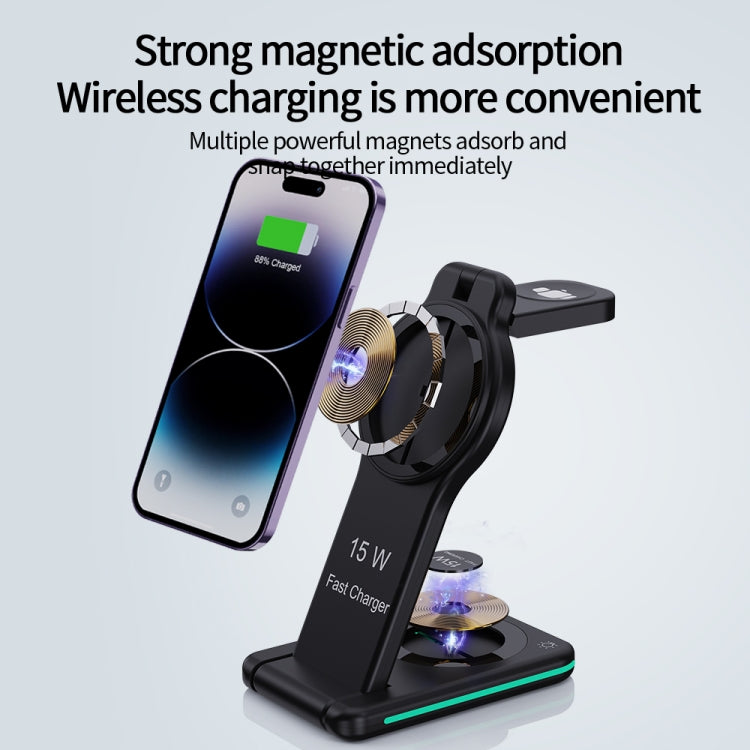 H60 5 in 1 Folding Multi-function Magnetic Wireless Charger(Black)
