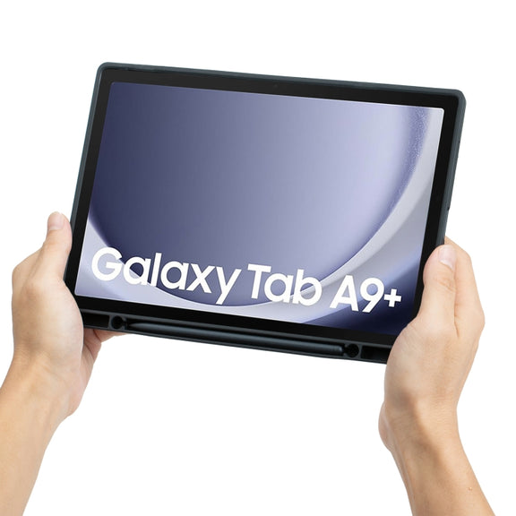 For Samsung Galaxy Tab A9+ X210 TA09B-AS Pen Tray Style Detachable Bluetooth Keyboard Leather Case with Touch Backlight(Black)