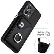 For Xiaomi Redmi Note 12 Pro 5G Global Organ Card Bag Ring Holder Phone Case with Long Lanyard(Black)