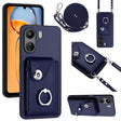 For Xiaomi Redmi 13C 4G / Poco C65 Organ Card Bag Ring Holder Phone Case with Long Lanyard(Blue) - free shipping - PMC TechLife - Order now!