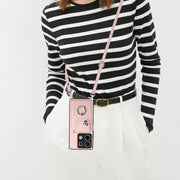 For Xiaomi Redmi Note 13 5G Global Organ Card Bag Ring Holder Phone Case with Long Lanyard(Pink)