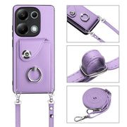 For Xiaomi Redmi Note 13 Pro 4G Global Organ Card Bag Ring Holder Phone Case with Long Lanyard(Purple)