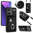 For Xiaomi Redmi Note 13 Pro+ Organ Card Bag Ring Holder Phone Case with Long Lanyard(Black) - Note 13 Pro+ Cases by PMC TechLife | Online Shopping South Africa | PMC TechLife | Buy Now Pay Later Mobicred