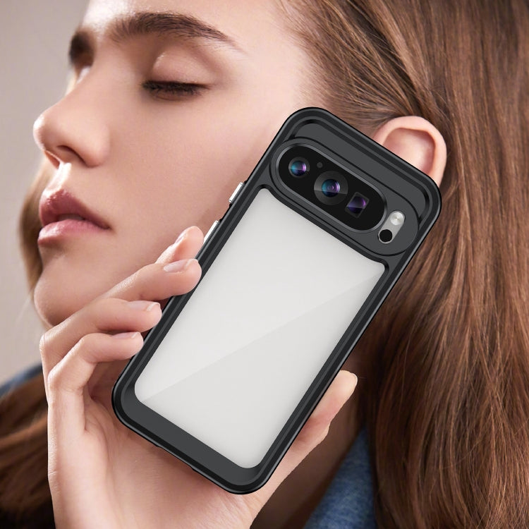 For Google Pixel 9 Colorful Series Acrylic Hybrid TPU Phone Case(Black)