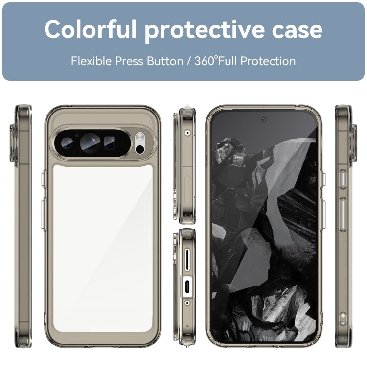 For Google Pixel 9 Pro Colorful Series Acrylic Hybrid TPU Phone Case(Transparent Grey)
