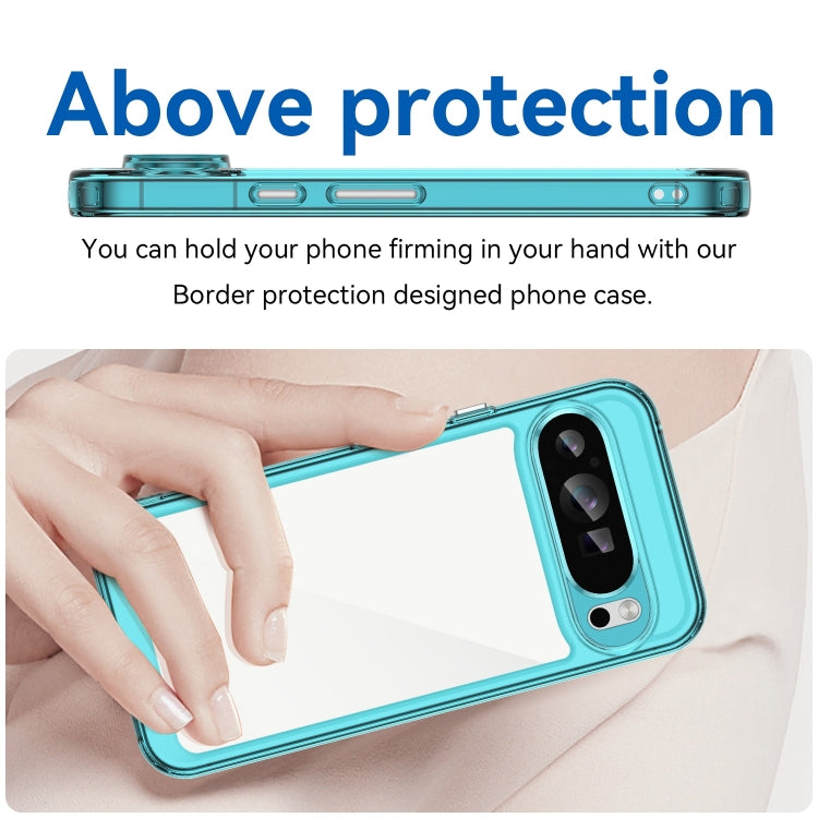 For Google Pixel 9 Pro Colorful Series Acrylic Hybrid TPU Phone Case(Transparent Blue)