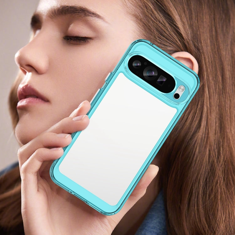 For Google Pixel 9 Pro Colorful Series Acrylic Hybrid TPU Phone Case(Transparent Blue)