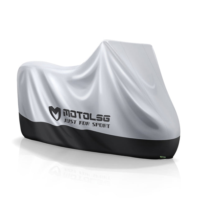 MOTOLSG Motorcycle Water-resistant Sunproof Dustproof Thickening Cover, Size:L(Silver Black)