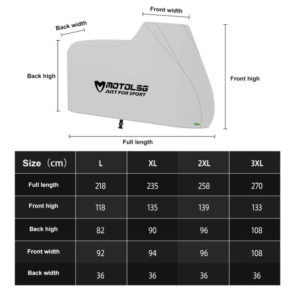 MOTOLSG Motorcycle Water-resistant Sunproof Dustproof Thickening Cover, Size:XL(Silver Black)