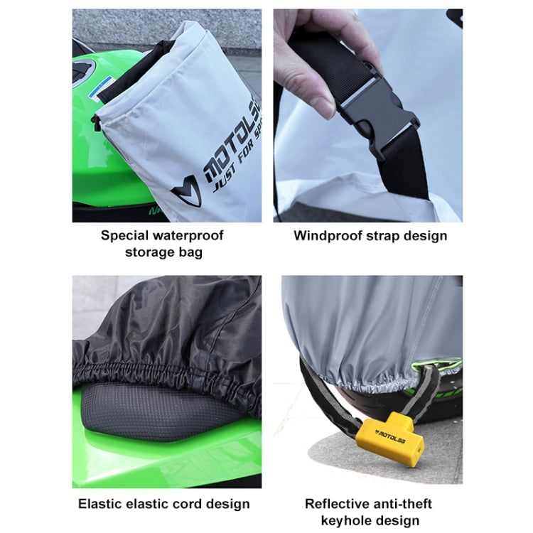 MOTOLSG Motorcycle Water-resistant Sunproof Dustproof Thickening Cover, Size:XL(Silver Black)