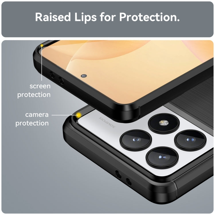 For Xiaomi Redmi K70 Brushed Texture Carbon Fiber TPU Phone Case(Black)