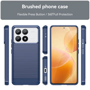 For Xiaomi Redmi K70 Brushed Texture Carbon Fiber TPU Phone Case(Blue)