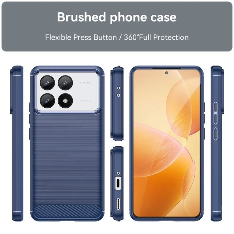 For Xiaomi Redmi K70 Brushed Texture Carbon Fiber TPU Phone Case(Blue)