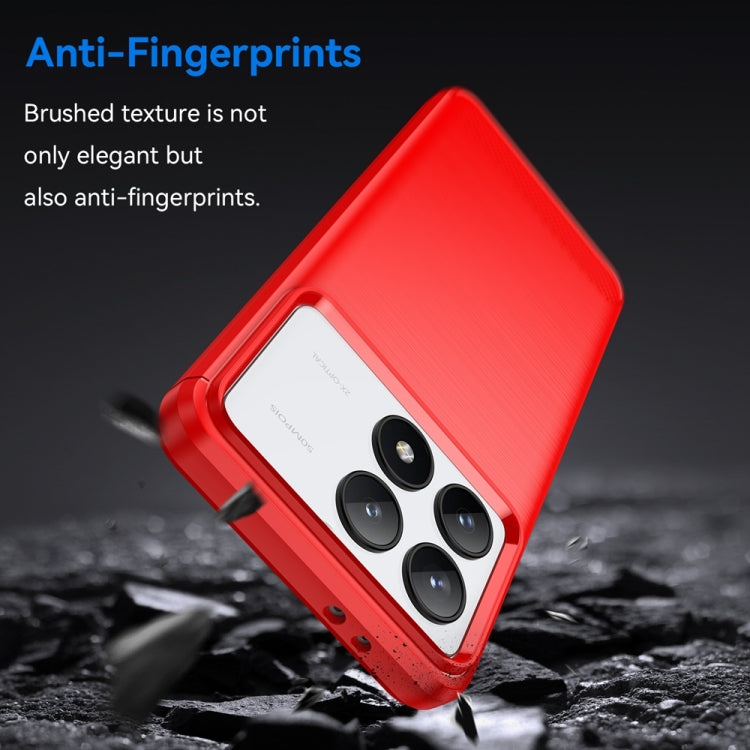 For Xiaomi Redmi K70 Brushed Texture Carbon Fiber TPU Phone Case(Red)