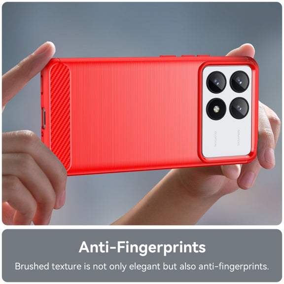 For Xiaomi Redmi K70 Brushed Texture Carbon Fiber TPU Phone Case(Red)