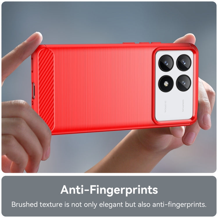 For Xiaomi Redmi K70 Brushed Texture Carbon Fiber TPU Phone Case(Red)