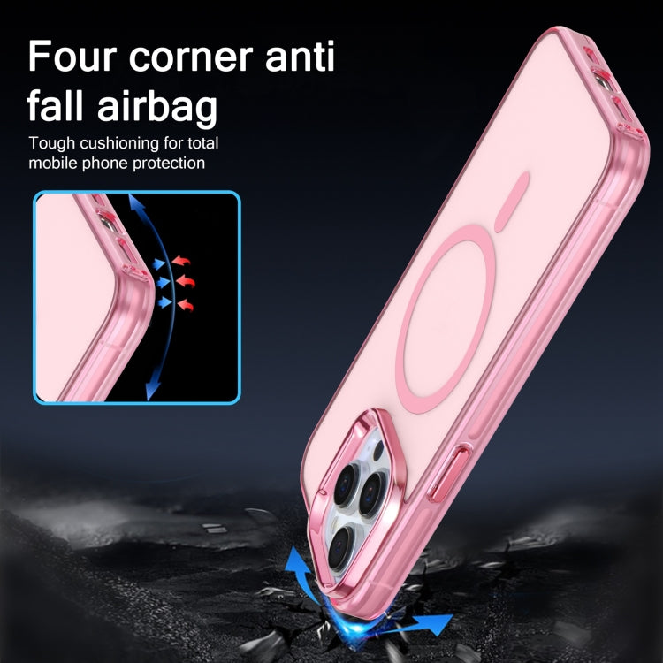 For iPhone 15 Pro Max Electroplated IMD Magsafe PC Hybrid TPU Phone Case(Pink)