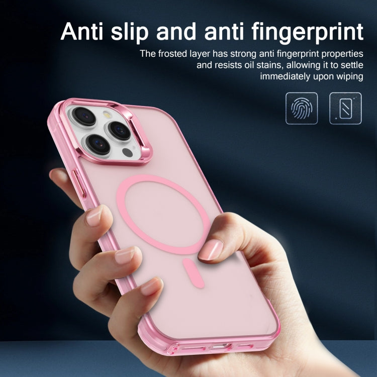 For iPhone 15 Pro Max Electroplated IMD Magsafe PC Hybrid TPU Phone Case(Pink)
