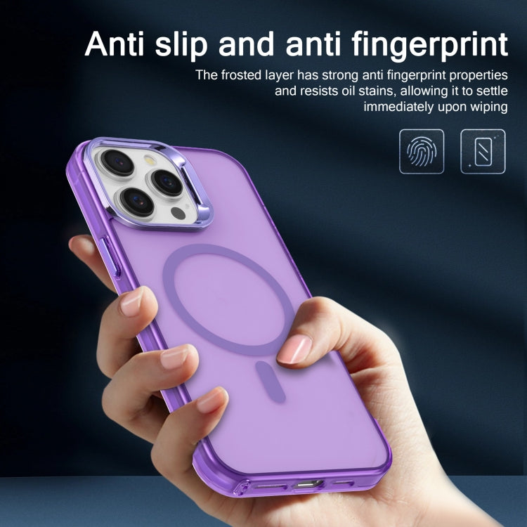For iPhone 15 Plus Electroplated IMD Magsafe PC Hybrid TPU Phone Case(Purple)