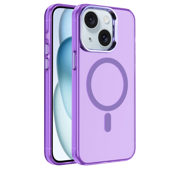 For iPhone 15 Plus Electroplated IMD Magsafe PC Hybrid TPU Phone Case(Purple)