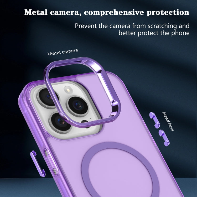 For iPhone 15 Plus Electroplated IMD Magsafe PC Hybrid TPU Phone Case(Purple)