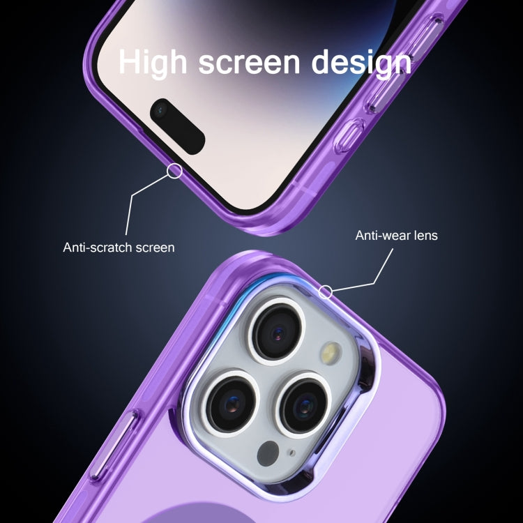 For iPhone 15 Plus Electroplated IMD Magsafe PC Hybrid TPU Phone Case(Purple)