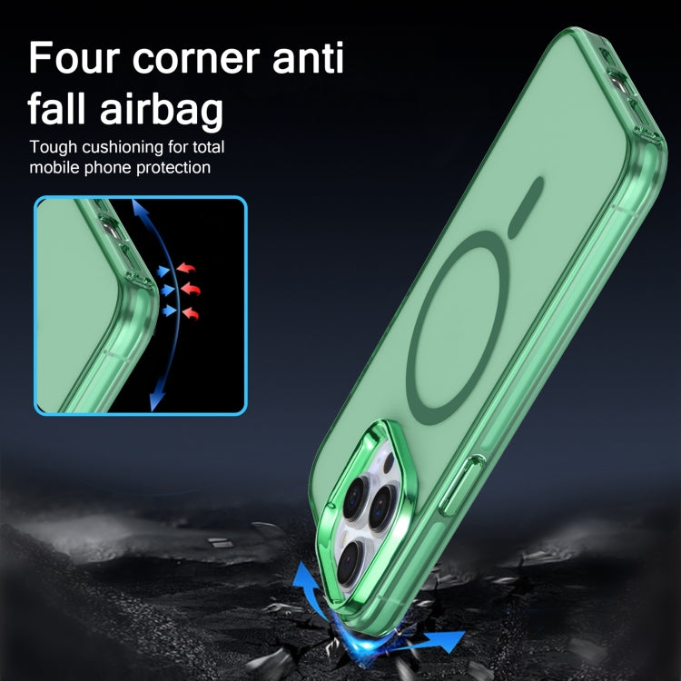 For iPhone 14 Electroplated IMD Magsafe PC Hybrid TPU Phone Case(Green)