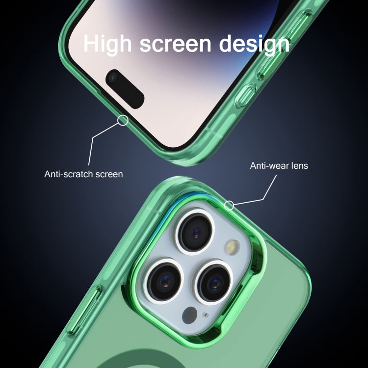 For iPhone 14 Electroplated IMD Magsafe PC Hybrid TPU Phone Case(Green)
