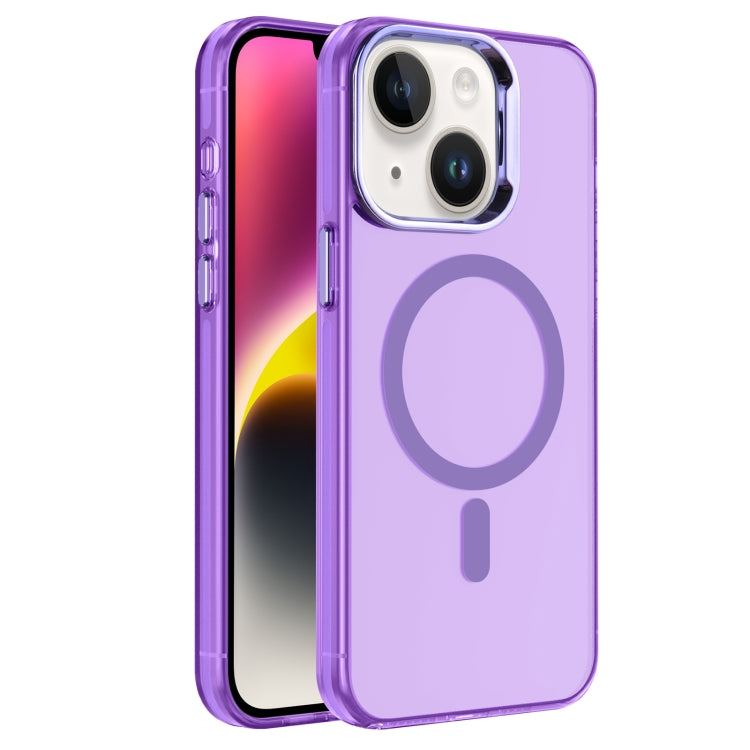For iPhone 14 Electroplated IMD Magsafe PC Hybrid TPU Phone Case(Purple)