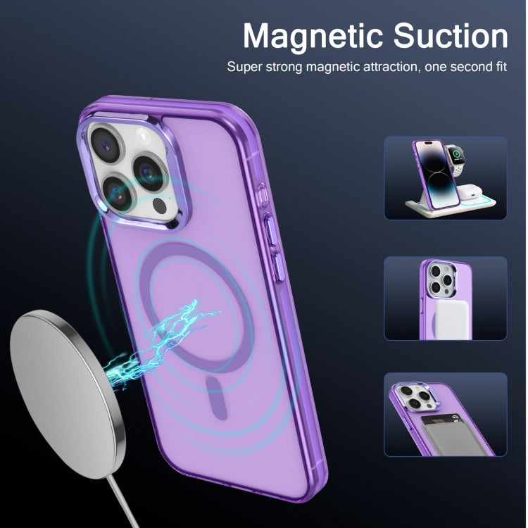 For iPhone 14 Electroplated IMD Magsafe PC Hybrid TPU Phone Case(Purple)